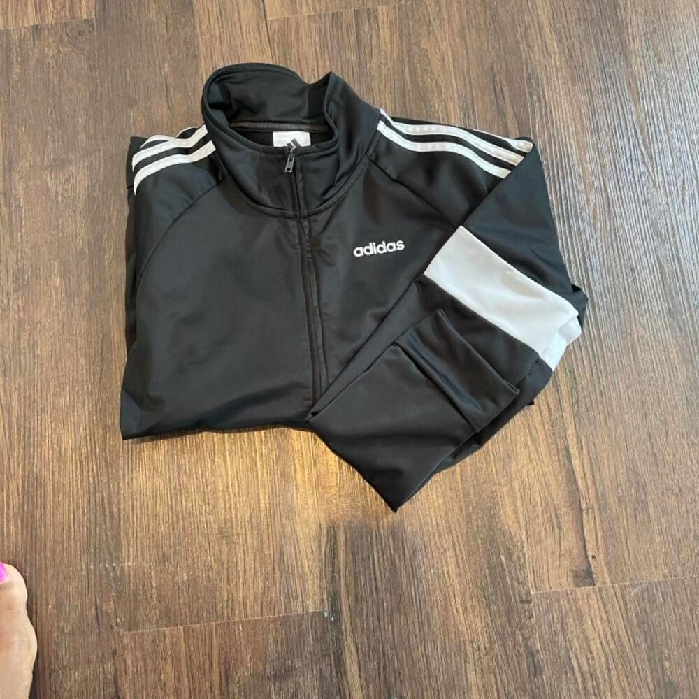 Adidas Men's Black and Grey Sweatshirt